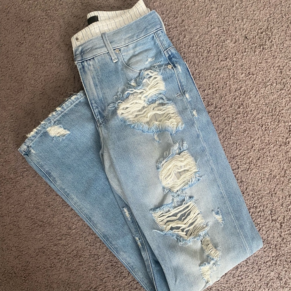 RtA Kallan denim jeans with boxer-shorts detail